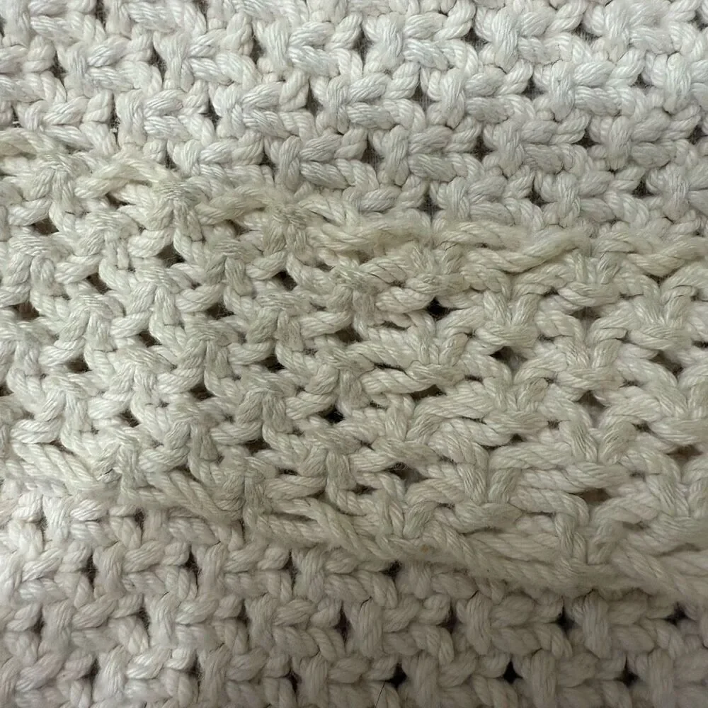Vintage Cream Off White Shoulder Bag Purse Woven Crochet Country Cottage
